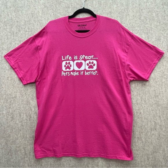 Women's NWOT Gildan Life is Great Pets Make it Better Cotton Tshirt XL - Picture 2 of 6